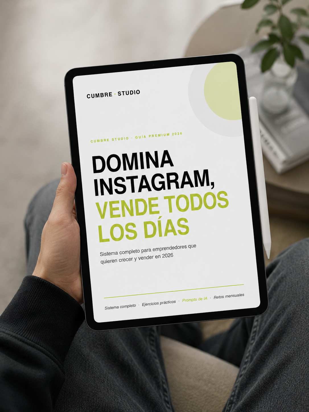 Mockup del ebook Domina Instagram, vista 2